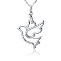 S925 Sterling Silver Doves Birds Faith Hope Love Pendant Necklace 18&quot; Box Chain - £58.03 GBP