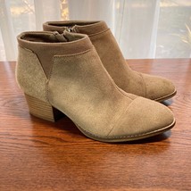 Toms Loren Bootie Womens 7.5 Tan Suede Leather Wool Side Zip Shoe Boot RP$100 - £15.87 GBP