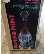 Vtg New Indiana Glass Crystal Diamond Point Ruby Band  Decanter &amp; Stoppe... - $1,865.87 MXN