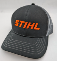 STIHL Black Gray Embroidered Orange Logo Mesh Snapback Hat Outdoor Cap NWOT - $13.96