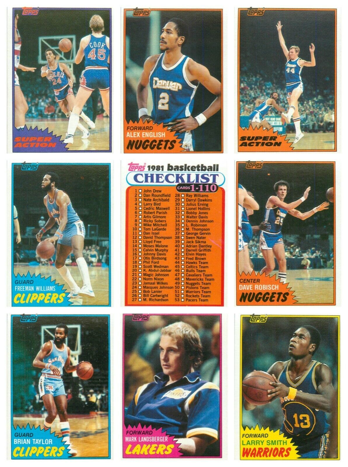 Primary image for 1981-82 Topps basketball NBA West W68-W105 U-Pick (Clean w/sharp corners) NM