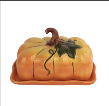 Blue Sky Clayworks Pumpkin Butter Dish Fall Gatherings Thanksgiving New - $34.99