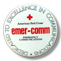 Vintage Emergency Communications Red Cross Emercomm EMT Badge Pin Button  - £10.35 GBP