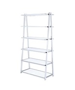 6-Tier White High Gloss Chrome Fixed Shelves - Modern Storage Unit - $15,679.62 MXN