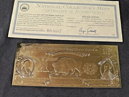 10 Dollar Buffalo Gold Leaf National Collector&#39;s Mint Certificate AA21-1020 Vi - £48.07 GBP