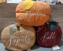 Autumn Fall Pumpkin Pillows 3pc Celebrate Together 14x10 Family Fall Friends - £29.15 GBP