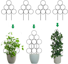 4 Pack Metal Small Trellis for House Indoor Climbing Potted Plants, 15.7 Inch St - £20.35 GBP