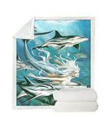 Sirens Mythology Art Dolphins and Mermaid Throw Blanket - €48,83 EUR+