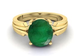 Natürlich Oval Schliff 5Ct Grün Smaragd 925 Sterlingsilber 14K Vergoldet Ring - £51.71 GBP