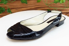 Bandolino Sz 8 M Black Slingback Patent Leather Women Sandals - £13.25 GBP