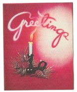 VINTAGE 1940s WWII ERA Christmas Greeting Holiday Card CANDLE &amp; SMOKE Vo... - £11.63 GBP
