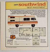 1977 Print Ad Southwind Model J-25 Motor Homes Fleetwood Riverside,California - £8.06 GBP