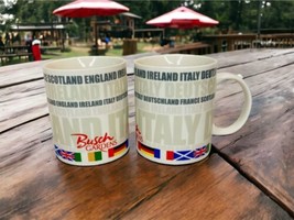 Set Of 2 European Countries Flags White Ceramic Busch Gardens Coffee Mugs - $39.68