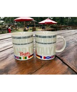 Set Of 2 European Countries Flags White Ceramic Busch Gardens Coffee Mugs - £31.20 GBP