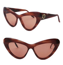 GUCCI 0895 Havana Red Cat Eye Runway Gg0895s 004 Fashion Chunky Sunglasses - £245.32 GBP