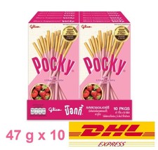 10 x Glico Pocky Strawberry Flavor Coated New Formula Japanese Biscuit S... - £35.77 GBP