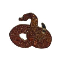 Vintage Enamel Desert Rattlesnake Reptile Red Orange Lapel Hat Pin Gold Tone - £3.81 GBP