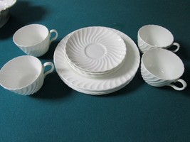 Aynsley England Portland White Ribbed China 4 Cups,Saucers,Plates 12 Pcs - £106.83 GBP