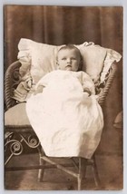 RPPC Tomah WI Baby Eunice Dana VonHaden On Wicker Chair 1908 Photo Postcard G32 - £15.79 GBP