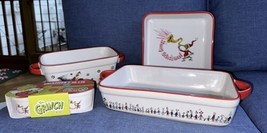 MERRY GRINCHMAS Bakeware Dishes New Casserole Brownie &amp; Loaf Pan 4 Coque... - $174.99