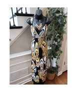 AGB Dress Women’s Size 6 Black Yellow Sleeveless Maxi Made in USA Stretchy - $37.65 CAD