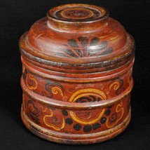 Vintage Tibetan Lidded Wood and Lacquer Box - £190.96 GBP
