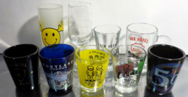LOT 9 x SOUVENIR GLASS SHOT-GLASSES VARIOUS SIZES DESIGNS AND COLORS - $16.32