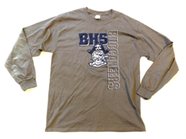 BHS Buccaneers T Shirt Adult Large Gray Pirate School Logo Long Sleeve 4... - $18.69