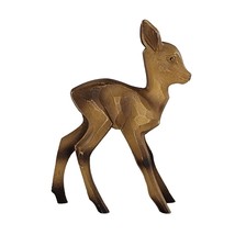 Vintage Germany Baby Deer Fawn Plastic Figurine Wood Carved Look Christmas - £19.80 GBP