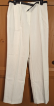 Sag Harbor Women&#39;s Size 12 White Pleated Lined Dress Pants w/ Belt NEW - £14.41 GBP