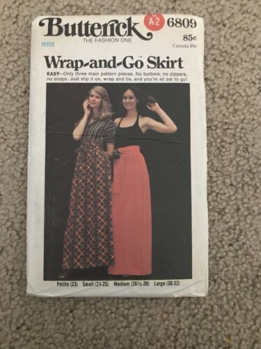 Primary image for  Butterick Pattern 6809 Wrap-and-Go Skirt Boho Maxi Skirt Size Petite 23 Uncut 