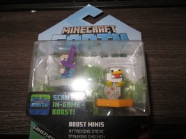 Minecraft Earth Boost Minis Attacking Steve and Spawning Chicken - £4.77 GBP