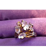 Vintage Women&#39;s 18K Gold Plated W/ Simulated Diamonds Cluster 3.6g Ring ... - $23.19 CAD