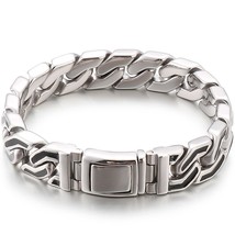 Vintage Stainless Steel 15MM Chain Handles For Men Men&#39;s On Hand Bands Bracelets - £28.91 GBP