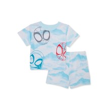 Spidery Spider-Man Toddler Boy Pajama 2-Piece Short Set Size 18M Blue NEW - £15.02 GBP