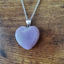 Amethyst Heart Necklace, Polished Crystal Pendant, 24" chain, Purple Stone image 6