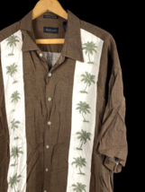 Van Heusen Hawaiian Shirt Size XXL 2XL Button Down Rayon Brown Palm Tree... - $27.50