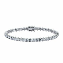 4.50 CT Rundschliff Echt Moissanit Tennis Armband 7 &quot; Zoll 14k Weiß Vergoldet - £140.26 GBP