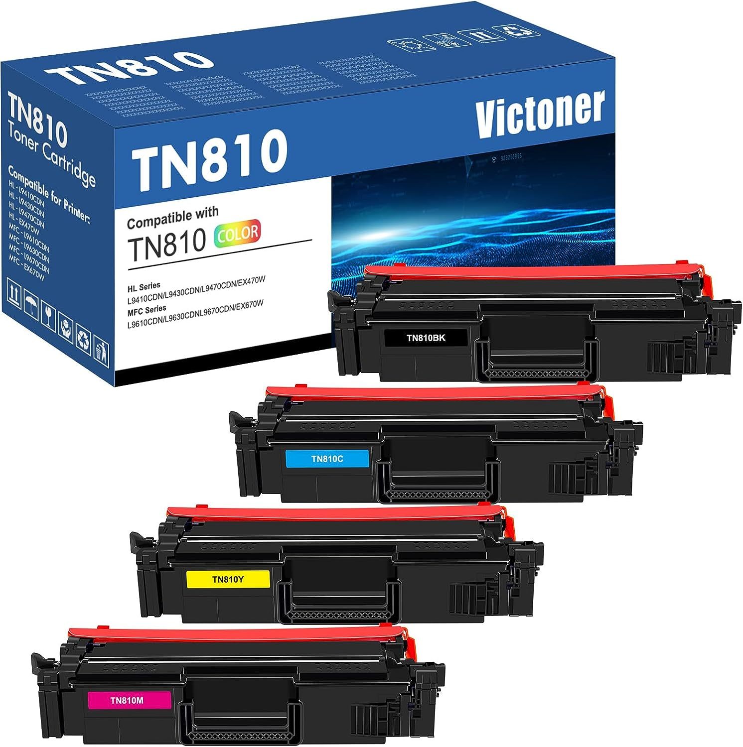 Primary image for TN810BK TN810 Toner set for MFC-L9610CDN HL-L9410CDN HL-L9430CDN HL-L9470CDN...