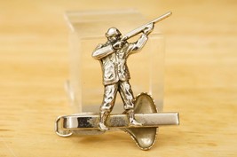 Vintage Mens Jewelry Tie Clasp HICKOK Duck Bird Hunter Silver Tone Metal - $19.79