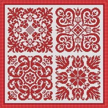 Antique Square Tiles Sampler Monochrome Set 9 Cross Stitch Crochet Pattern PDF - £3.99 GBP