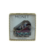 Monet Santa&#39;s Sleigh Enameled With Gold Accents Trinket Box NIB - $17.29