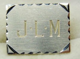 &quot;JLM&quot; Monogram Initial Cufflinks Vintage Sterling Silver 925 Curve Bullet Patina - £70.41 GBP