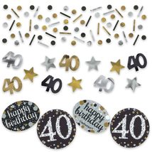Silver &amp; Gold 40th Birthday Party Sparkling Celebration Confetti and Table Scatt - £7.24 GBP