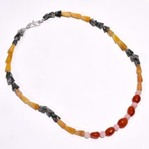 Natural Rutile Quartz Aventurine Carnelian Gemstone Beads Necklace 17&quot; UB-5833 - £7.84 GBP