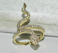 1.50Ct Round Cut Simulated Diamond Snake Large Ring 925 Silver Gold Plated  - £89.52 GBP