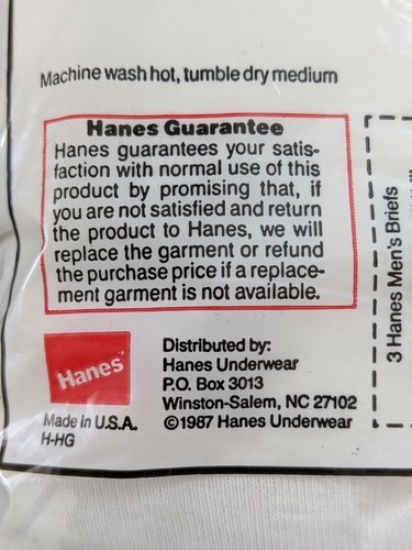 Hanes Herren Slip 3 Packungsgröße 42 Nwt Unterwäsche Cotton 1985 USA Vintage Neu Item image 3