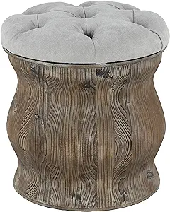 Deco 79 Wood Storage Stool with Tufted Seat, 17&quot; x 17&quot; x 18&quot;, Light Gray - $207.99