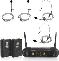 2 Channel Wireless Microphone System Portable UHF Digital Audio Mic Set with 2 H - £192.49 GBP