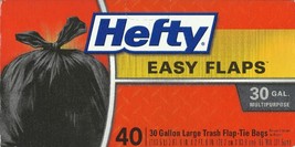 30 Gallon EASY FLAPS 40 Bags LARGE BAG Multipurpose Trash flap tie Hefty... - $30.36
